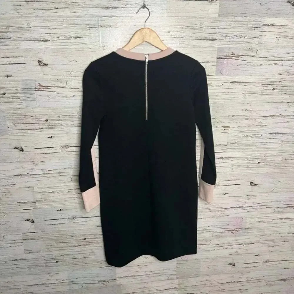 J crew size 0 long sleeve  pink black wool blend dress